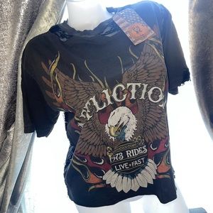 NWT WOMENS AFFLICTION SPEED TO BURN TEE SZ L